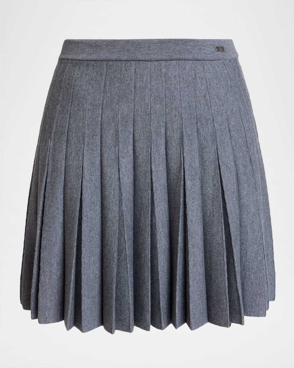 Pleated Knit Mini Skirt